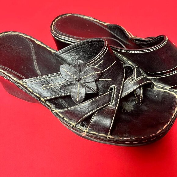 Aldo / Chunky brown leather wedge sandals 🤎🤍 - Picture 3 of 5